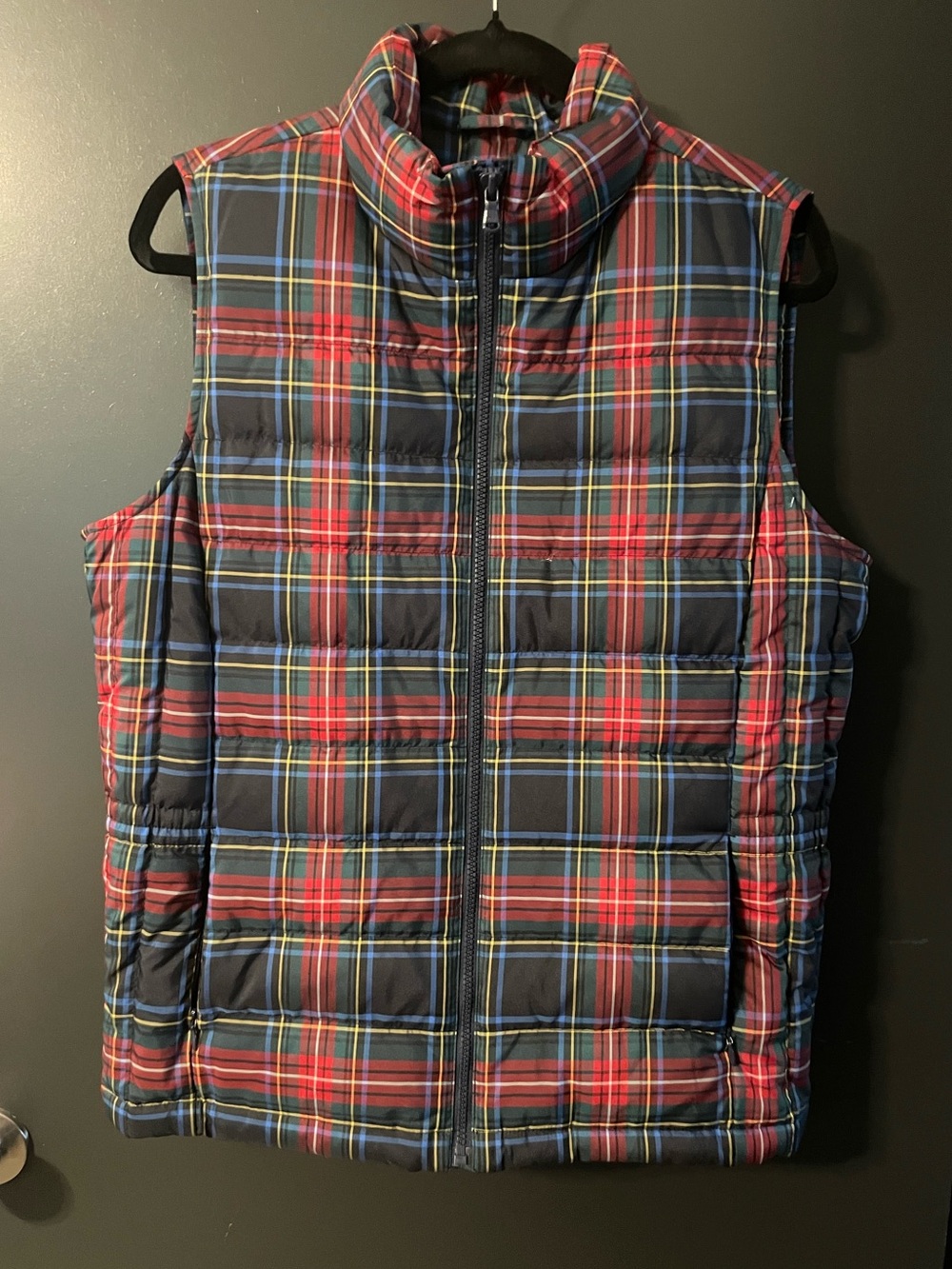 Talbots Plaid Puffer Vest Jacket Medium Quilted Down Blend